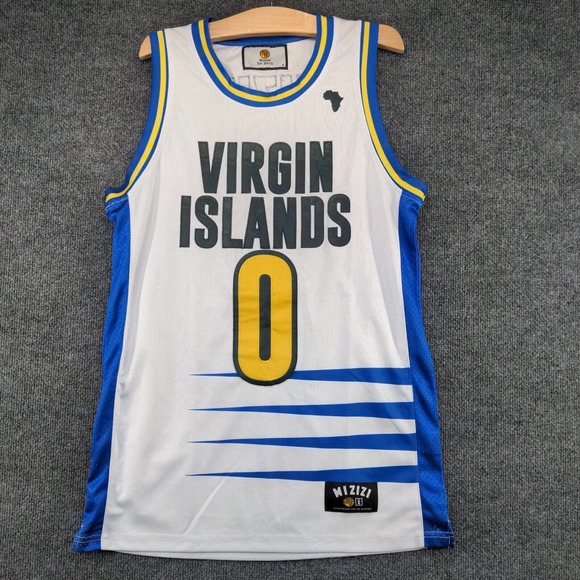 Mizizi Men's Virgin Islands 00 Jersey White Small Sleeveless Crew Neck Polyester - Picture 2 of 12